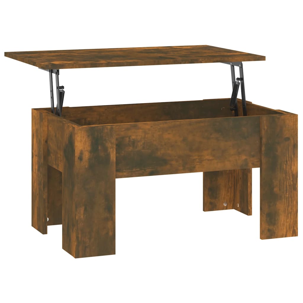 Salontafel 79x49x41 cm bewerkt hout gerookt eikenkleurig is nu te koop bij PeponiXL, paradijselijk wonen!