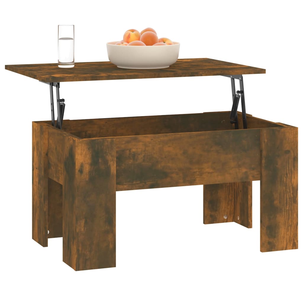 Salontafel 79x49x41 cm bewerkt hout gerookt eikenkleurig is nu te koop bij PeponiXL, paradijselijk wonen!
