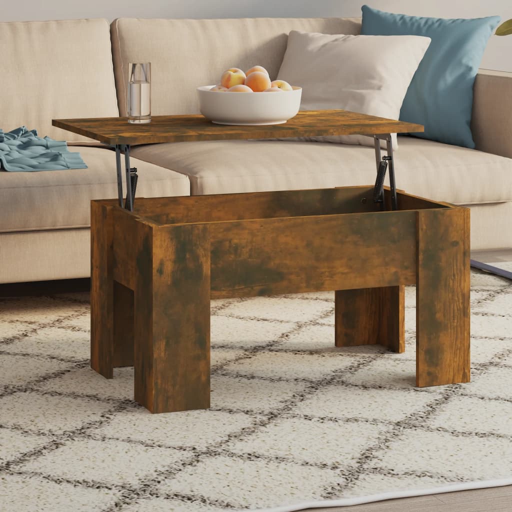 Salontafel 79x49x41 cm bewerkt hout gerookt eikenkleurig is nu te koop bij PeponiXL, paradijselijk wonen!