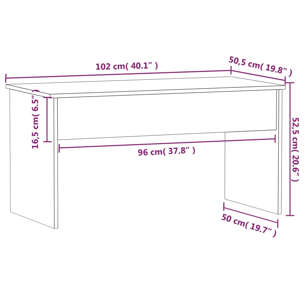 Salontafel 102x50,5x52,5 cm bewerkt hout grijs sonoma eiken is nu te koop bij PeponiXL, paradijselijk wonen!