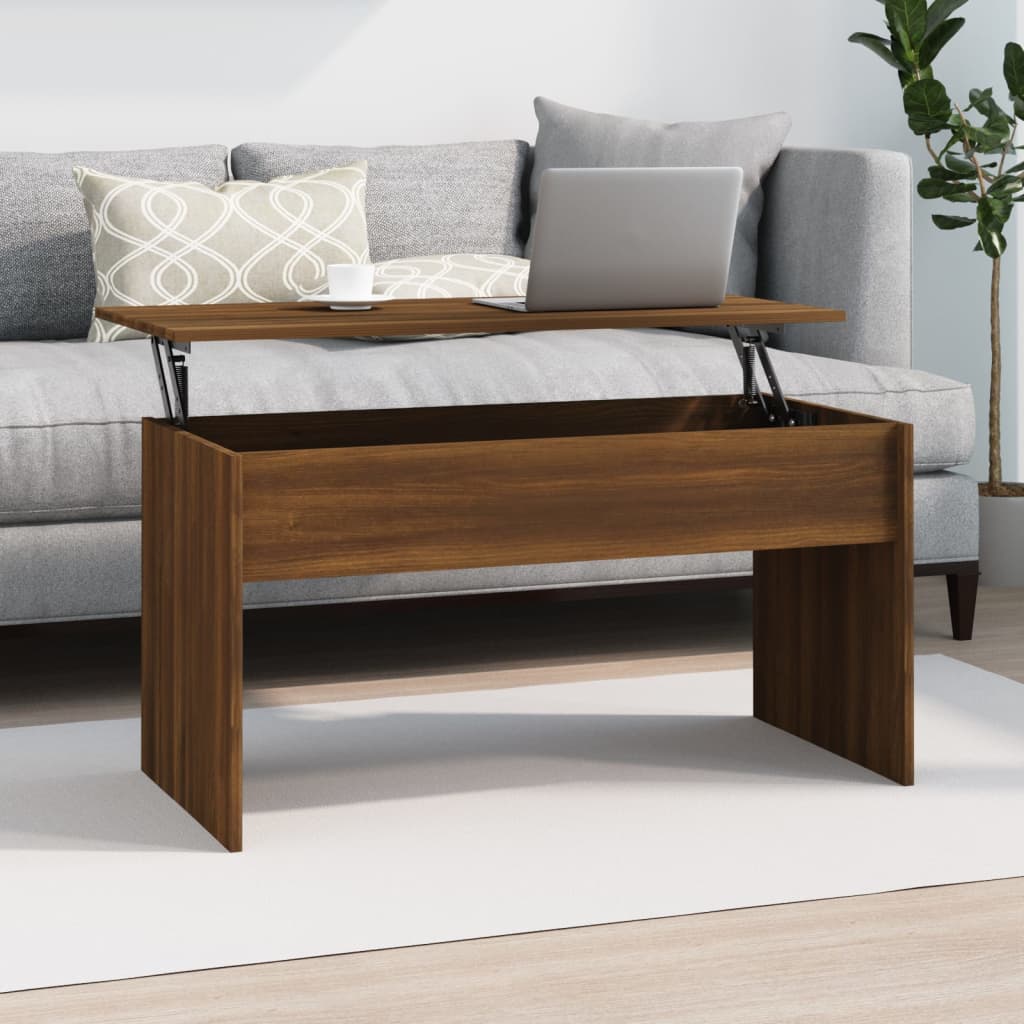 Salontafel 102x50,5x52,5 cm bewerkt hout bruin eikenkleur is nu te koop bij PeponiXL, paradijselijk wonen!
