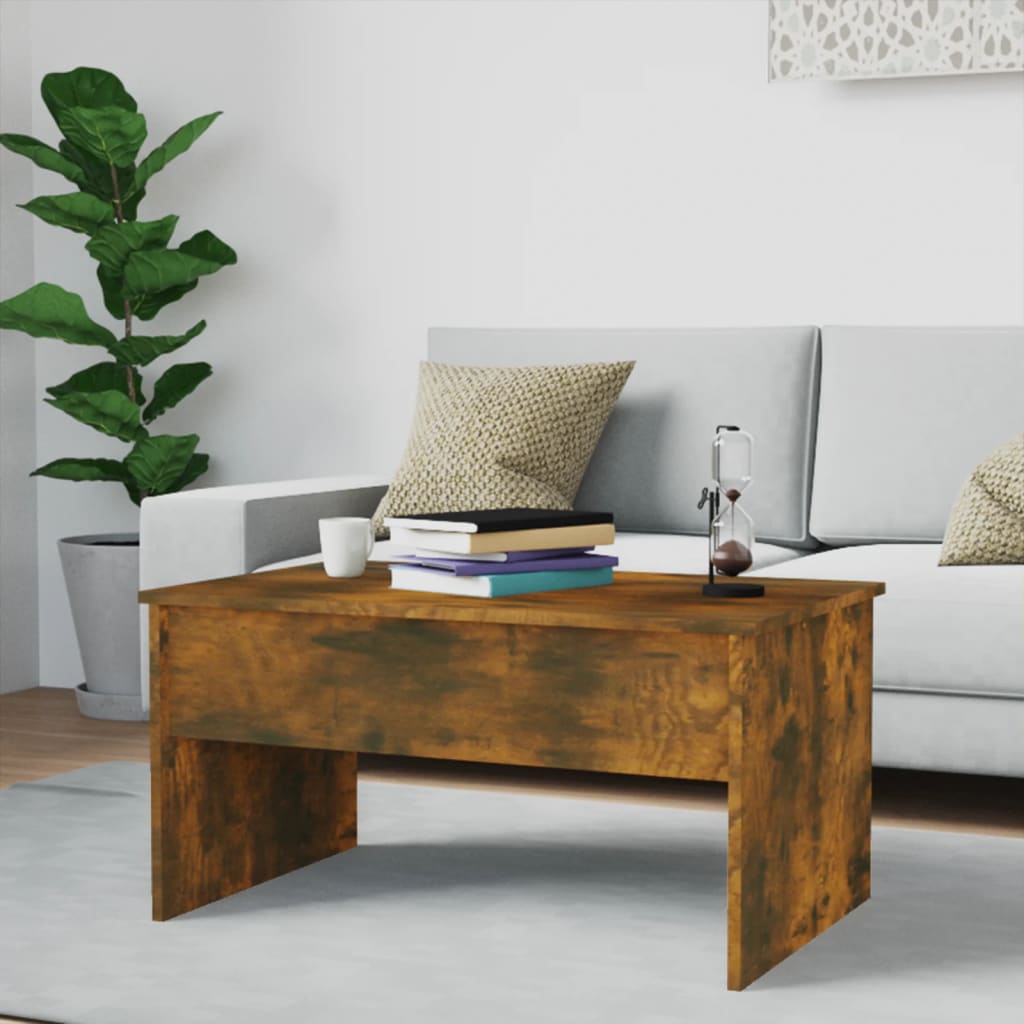 Salontafel 80x50,5x41,5 cm bewerkt hout gerookt eikenkleurig is nu te koop bij PeponiXL, paradijselijk wonen!