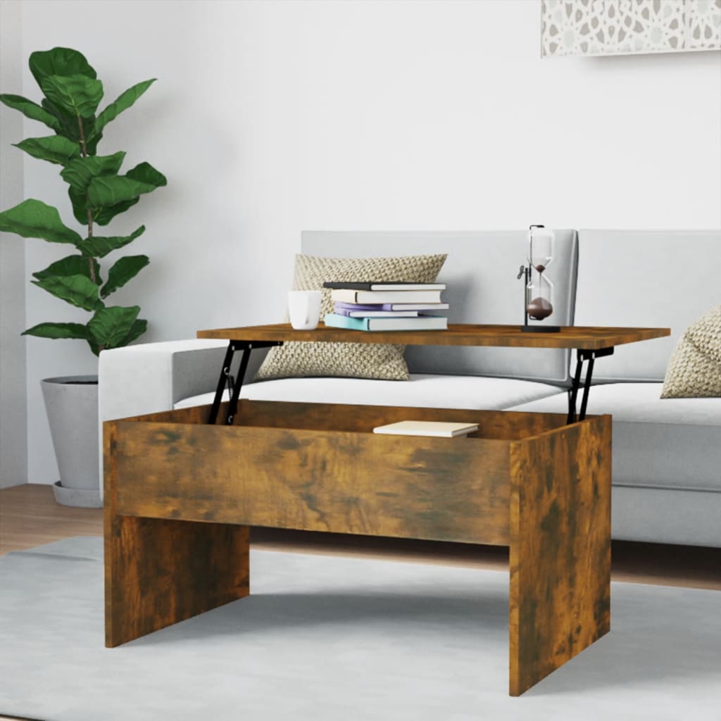 Salontafel 80x50,5x41,5 cm bewerkt hout gerookt eikenkleurig is nu te koop bij PeponiXL, paradijselijk wonen!