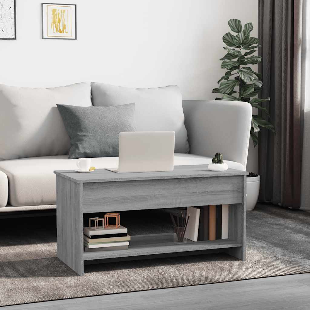Salontafel 102x50x52,5 cm bewerkt hout grijs sonoma eikenkleur is nu te koop bij PeponiXL, paradijselijk wonen!
