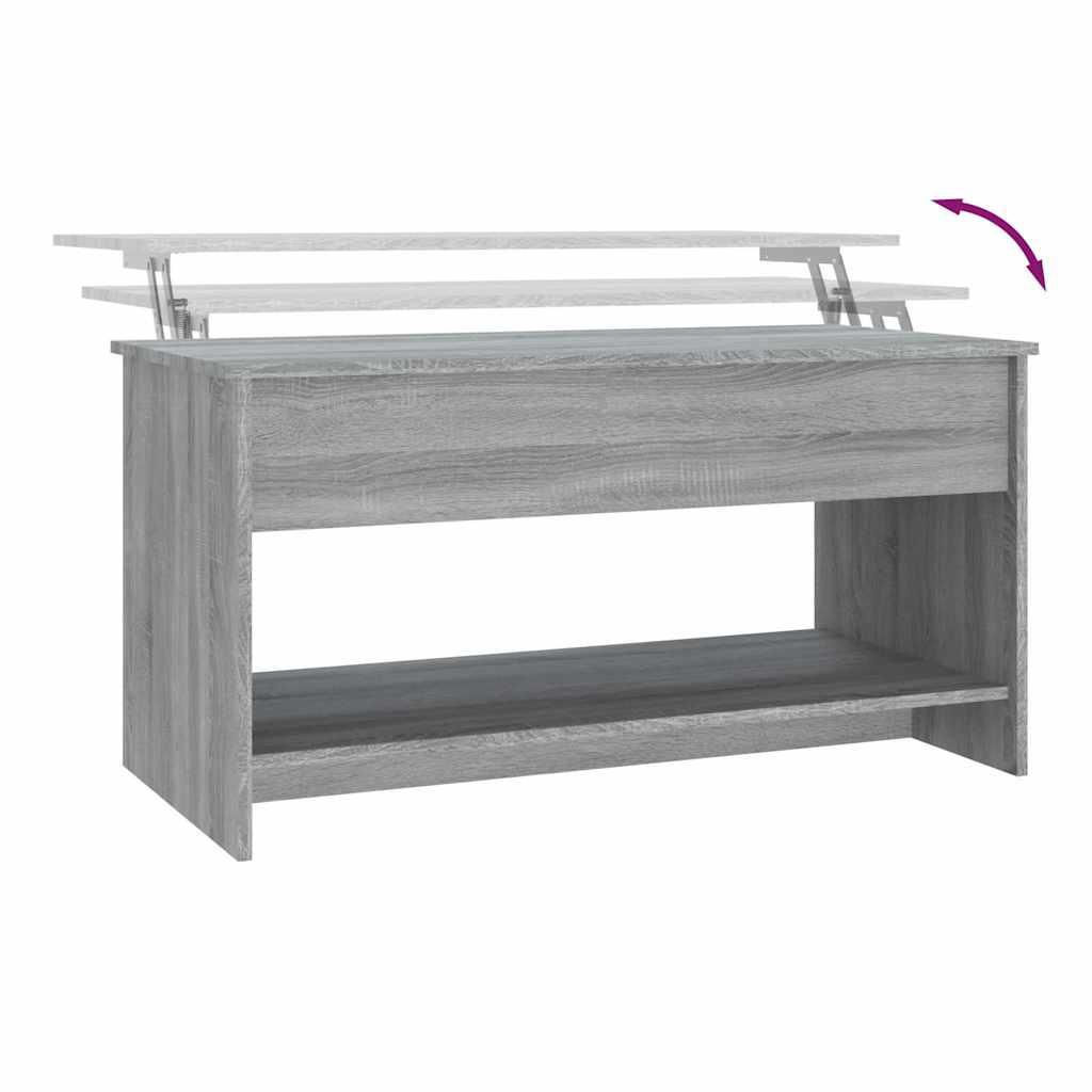 Salontafel 102x50x52,5 cm bewerkt hout grijs sonoma eikenkleur is nu te koop bij PeponiXL, paradijselijk wonen!