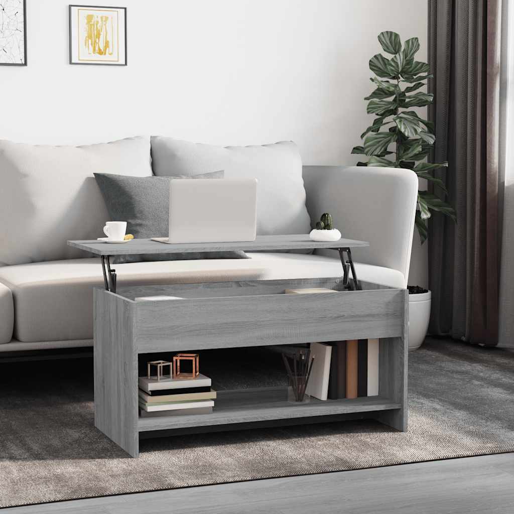 Salontafel 102x50x52,5 cm bewerkt hout grijs sonoma eikenkleur is nu te koop bij PeponiXL, paradijselijk wonen!