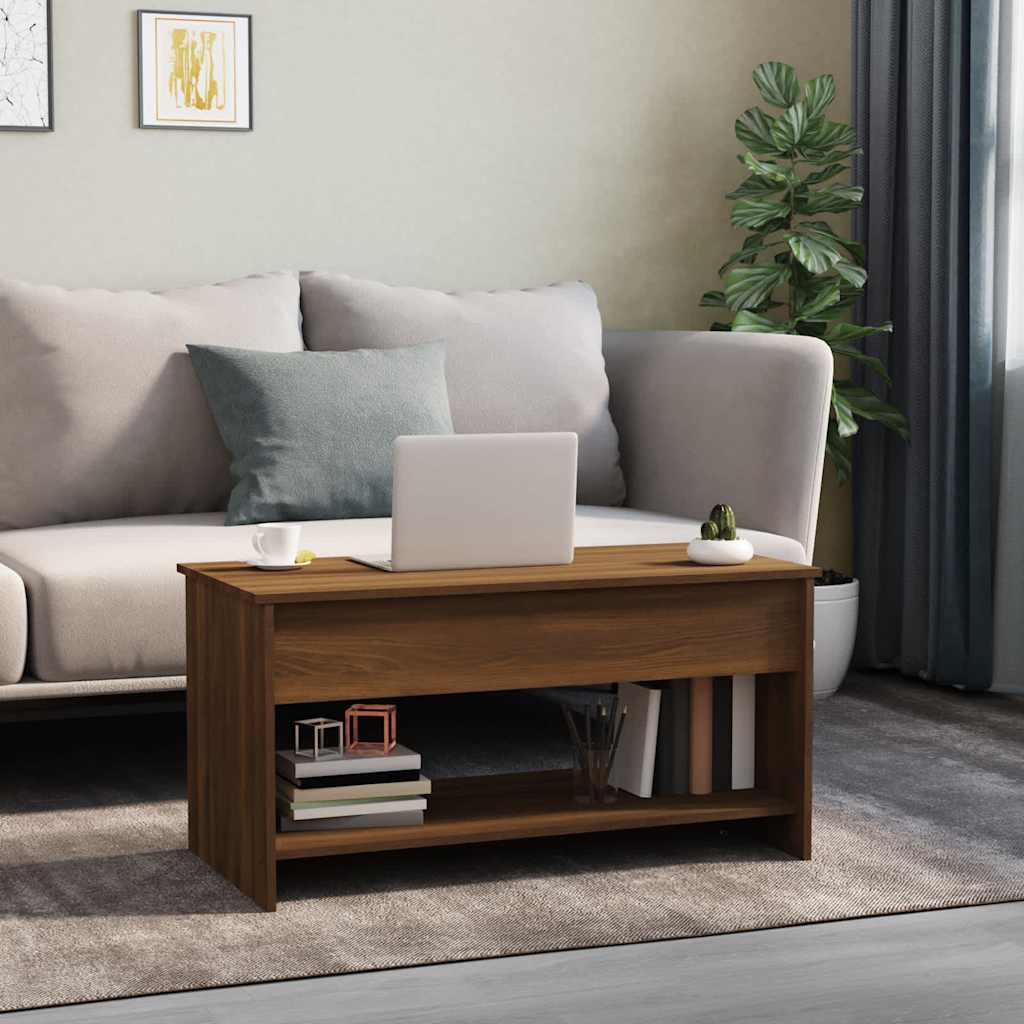 Salontafel 102x50x52,5 cm bewerkt hout bruin eikenkleur is nu te koop bij PeponiXL, paradijselijk wonen!