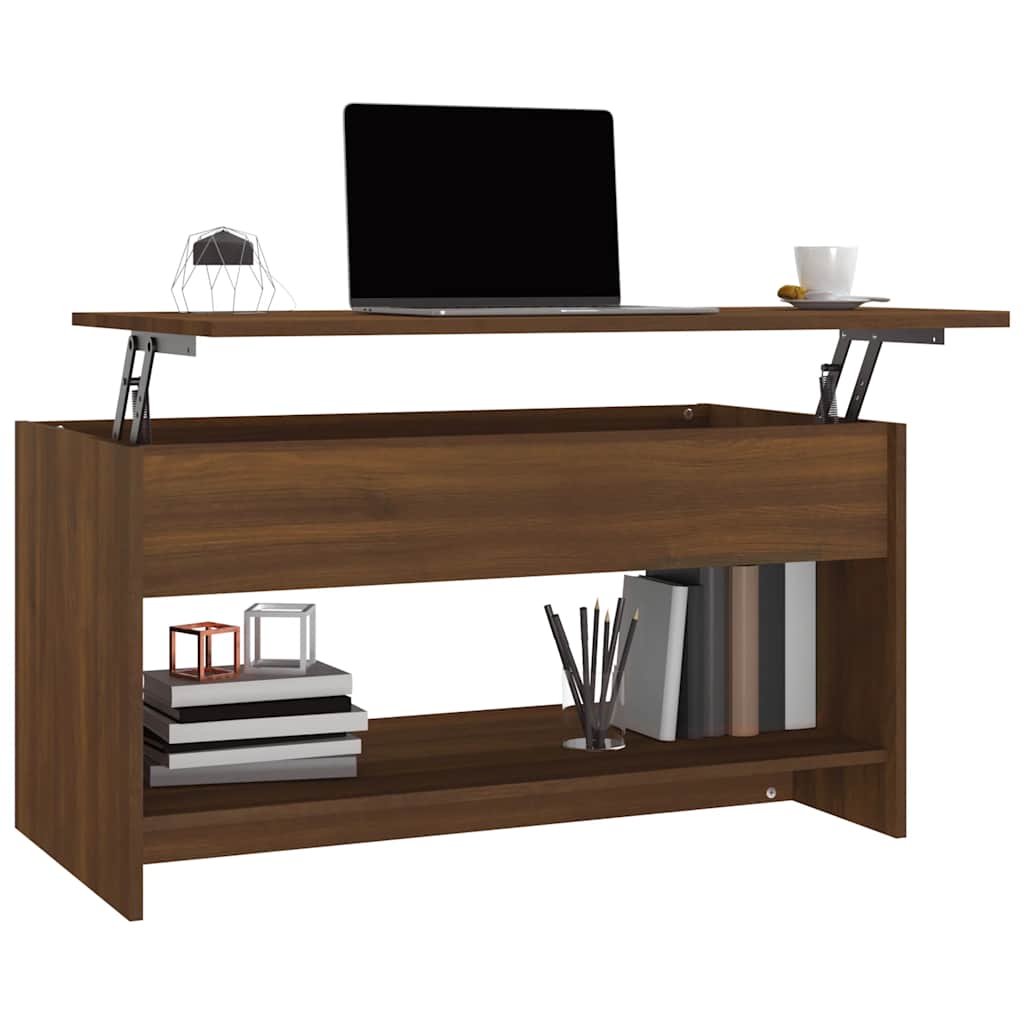 Salontafel 102x50x52,5 cm bewerkt hout bruin eikenkleur is nu te koop bij PeponiXL, paradijselijk wonen!