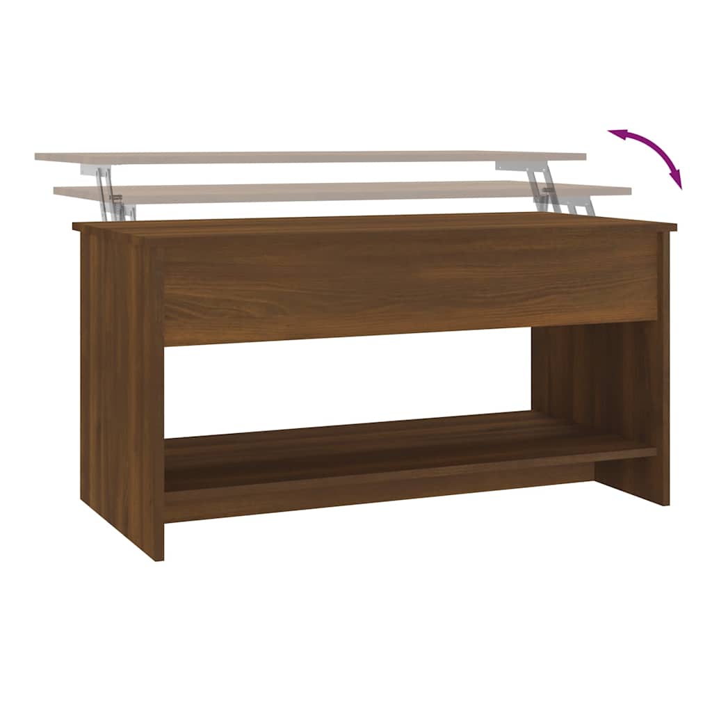 Salontafel 102x50x52,5 cm bewerkt hout bruin eikenkleur is nu te koop bij PeponiXL, paradijselijk wonen!