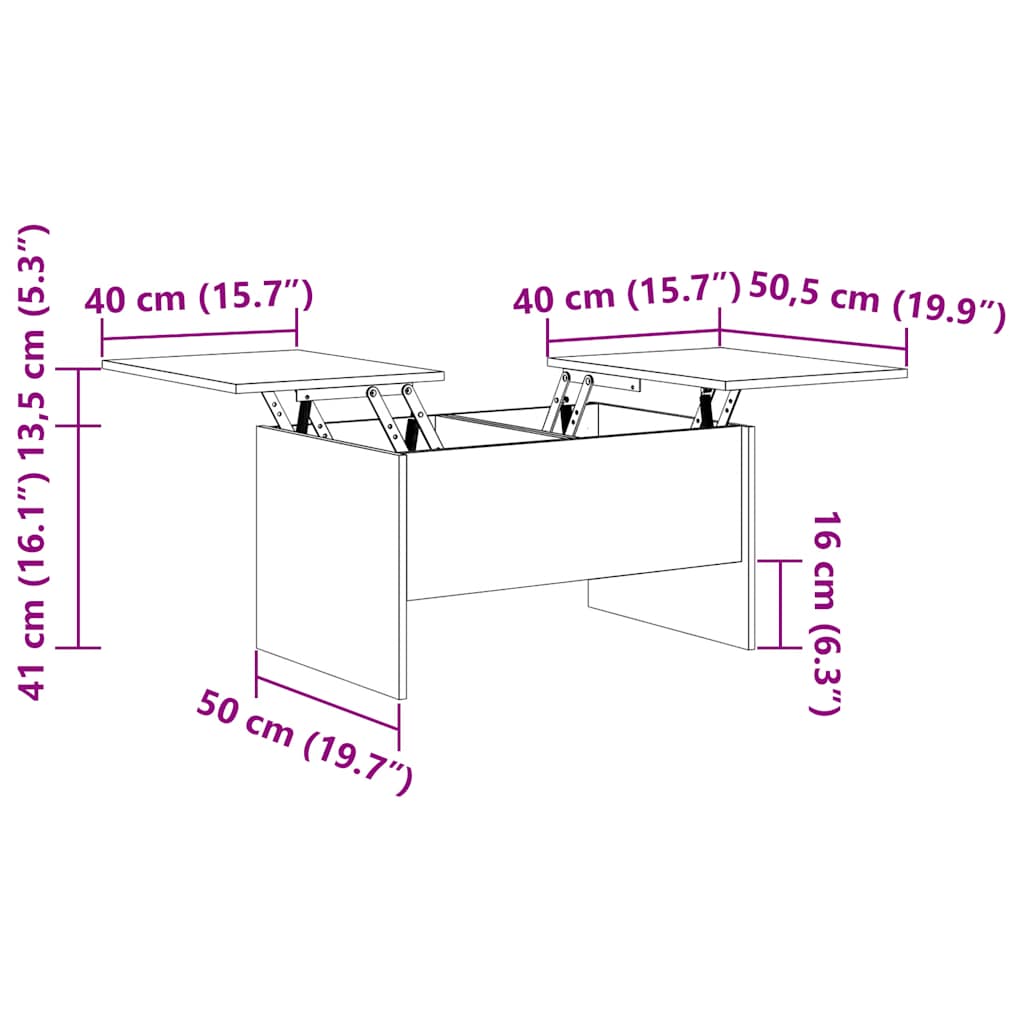 Salontafel 80x50x42,5 cm bewerkt hout grijs sonoma eikenkleurig is nu te koop bij PeponiXL, paradijselijk wonen!