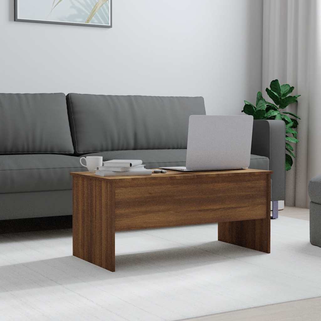 Salontafel 102x50,5x46,5 cm bewerkt hout bruin eikenkleur is nu te koop bij PeponiXL, paradijselijk wonen!