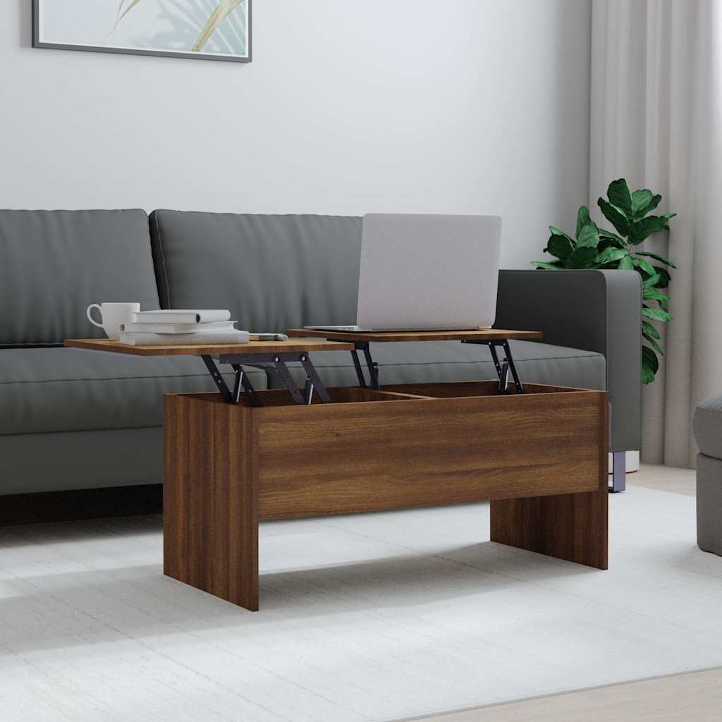 Salontafel 102x50,5x46,5 cm bewerkt hout bruin eikenkleur is nu te koop bij PeponiXL, paradijselijk wonen!