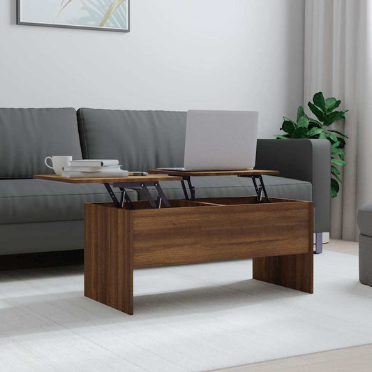 Salontafel 102x50,5x46,5 cm bewerkt hout bruin eikenkleur is nu te koop bij PeponiXL, paradijselijk wonen!