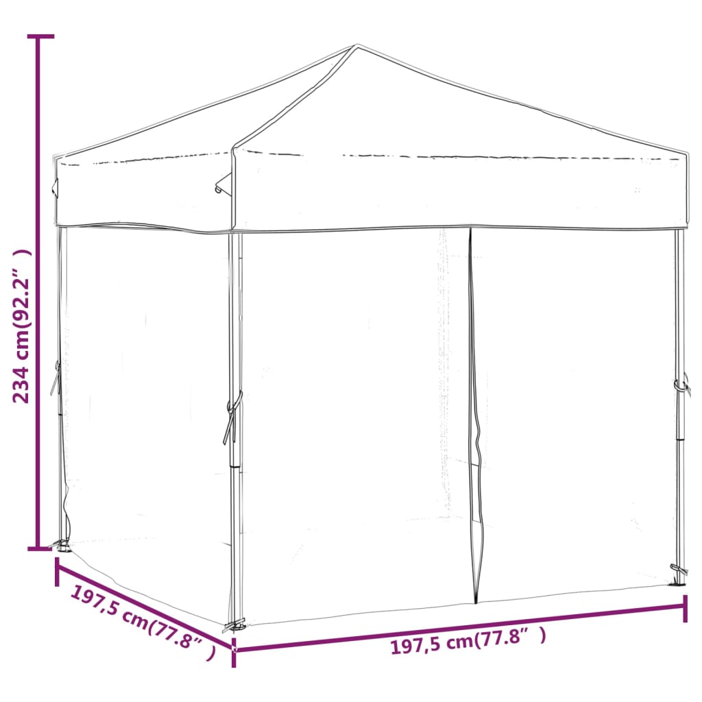 Partytent inklapbaar met zijwanden 2x2 m antracietkleurig is nu te koop bij PeponiXL, paradijselijk wonen!