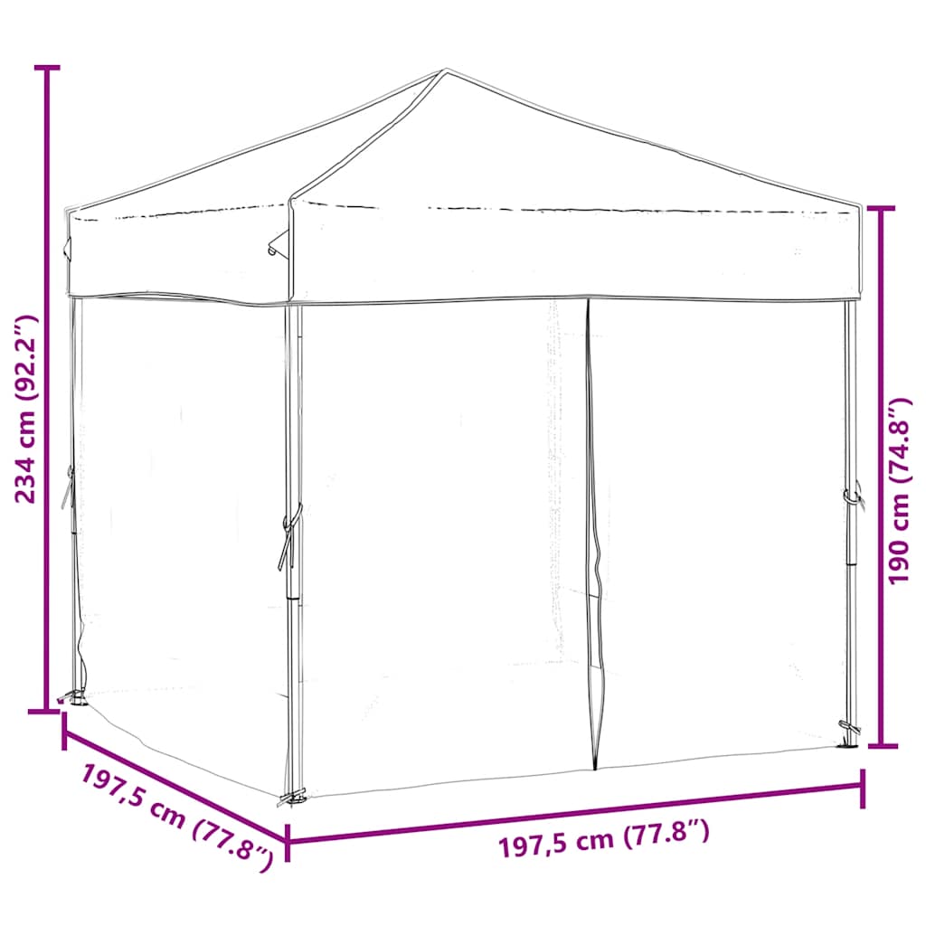 Partytent inklapbaar met zijwanden 2x2 m zwart is nu te koop bij PeponiXL, paradijselijk wonen!