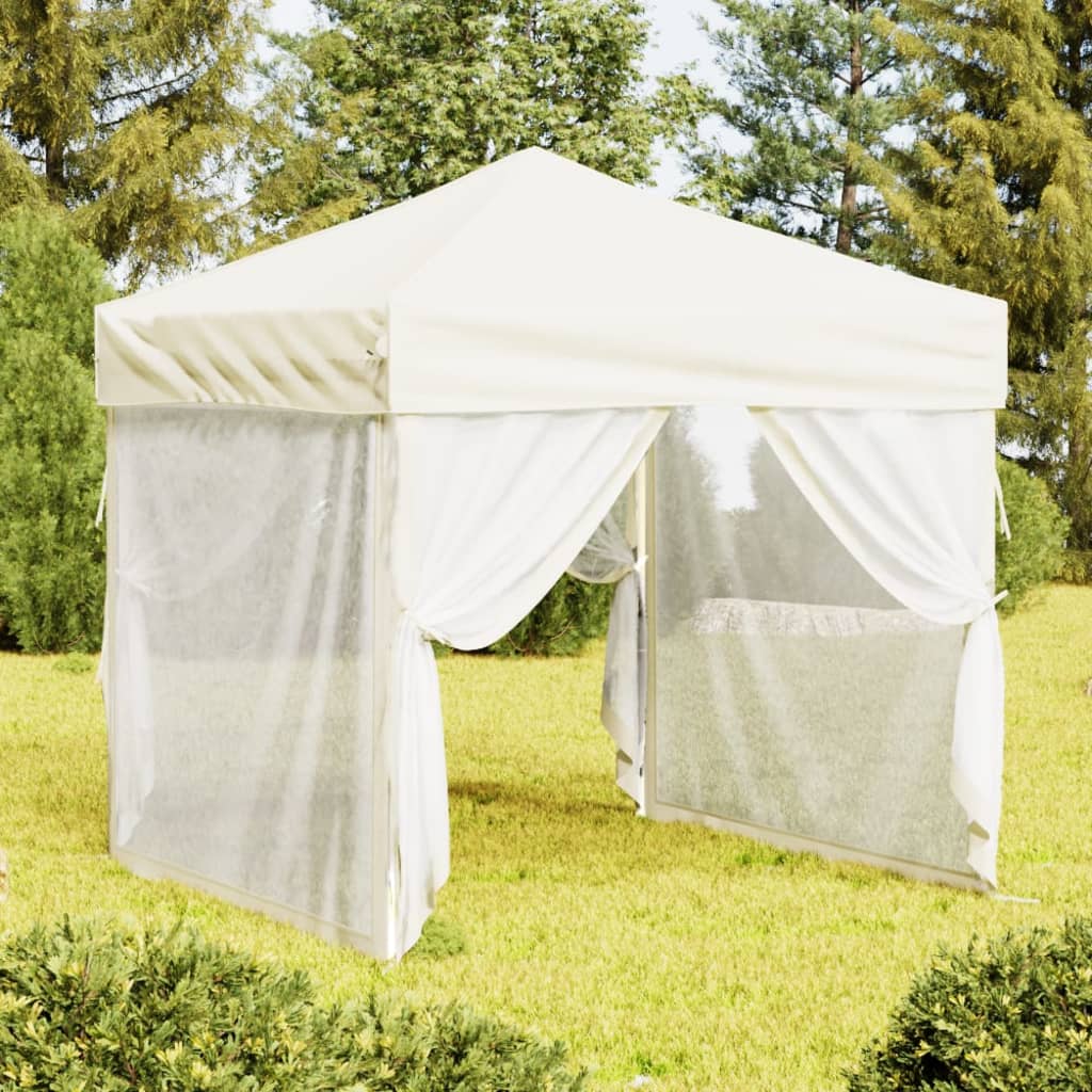 Partytent inklapbaar met zijwanden 2x2 m crèmekleurig is nu te koop bij PeponiXL, paradijselijk wonen!