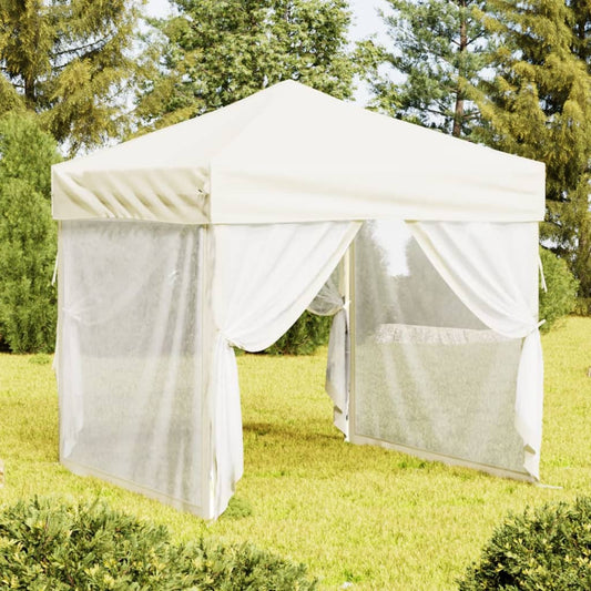Partytent inklapbaar met zijwanden 2x2 m crèmekleurig is nu te koop bij PeponiXL, paradijselijk wonen!