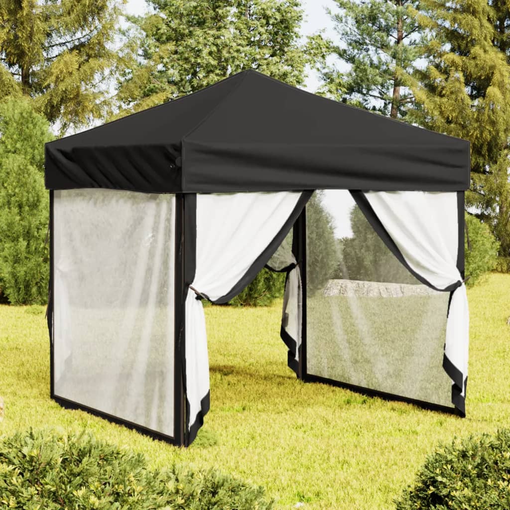 Partytent inklapbaar met zijwanden 2x2 m zwart is nu te koop bij PeponiXL, paradijselijk wonen!