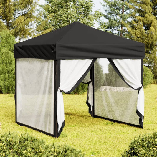 Partytent inklapbaar met zijwanden 2x2 m zwart is nu te koop bij PeponiXL, paradijselijk wonen!