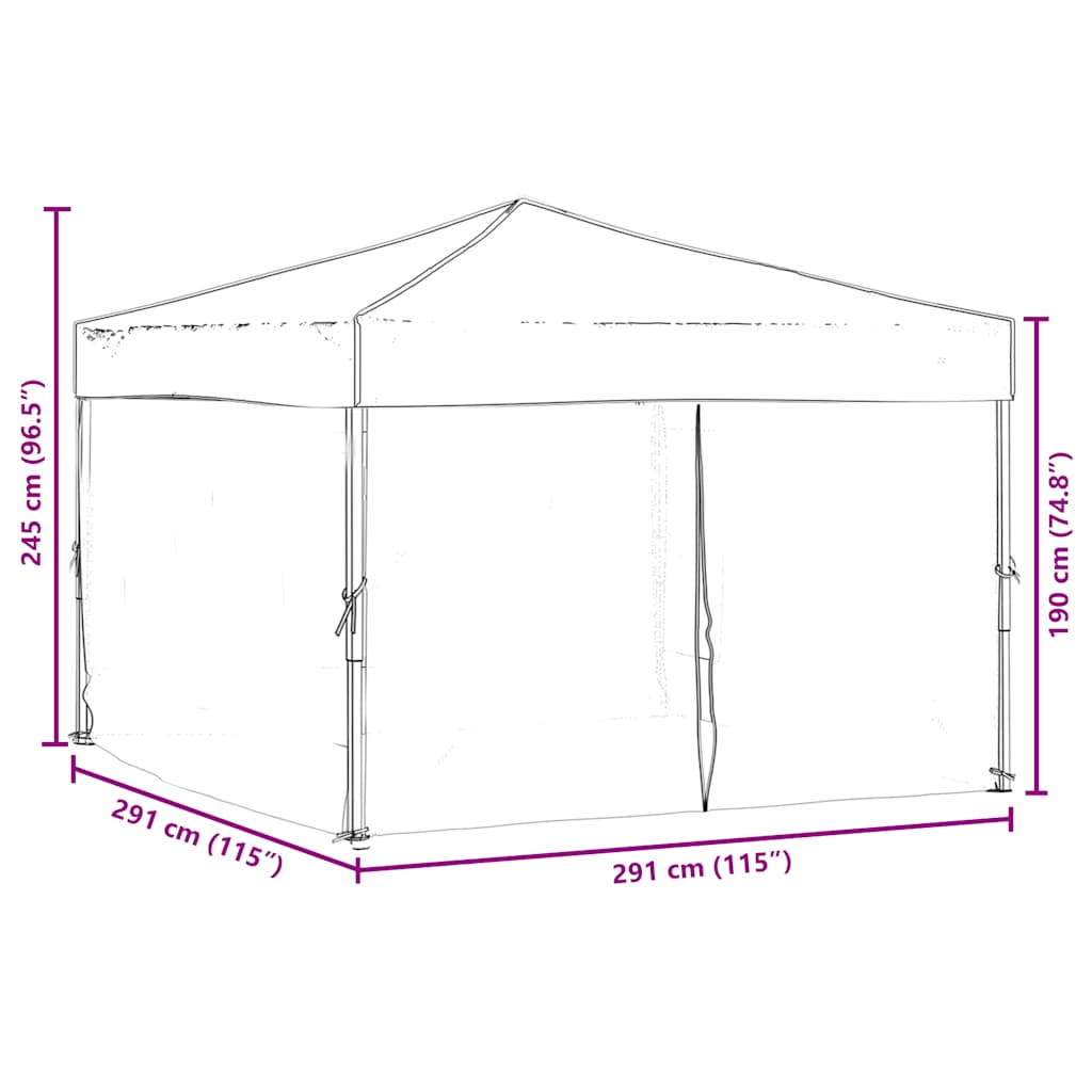 Partytent inklapbaar met zijwanden 3x3 m antracietkleurig is nu te koop bij PeponiXL, paradijselijk wonen!