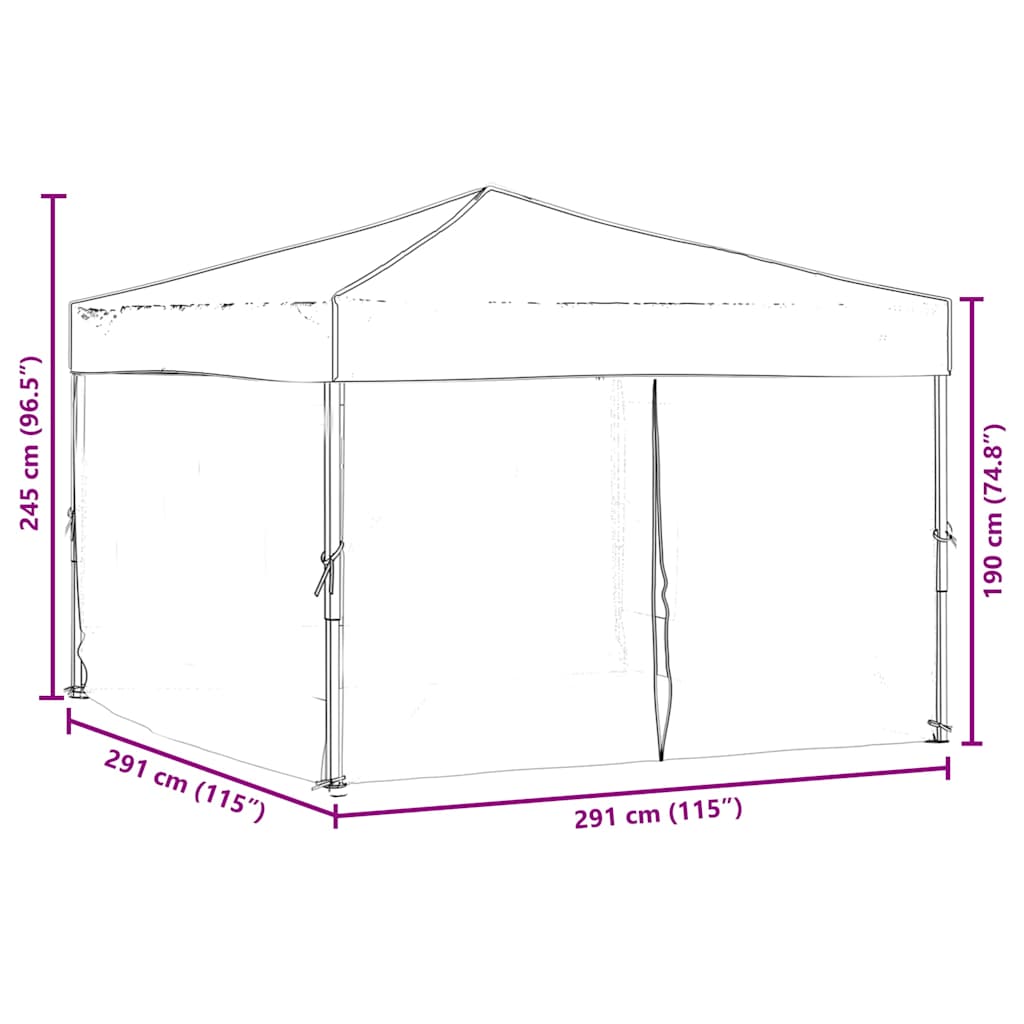 Partytent inklapbaar met zijwanden 3x3 m wit is nu te koop bij PeponiXL, paradijselijk wonen!
