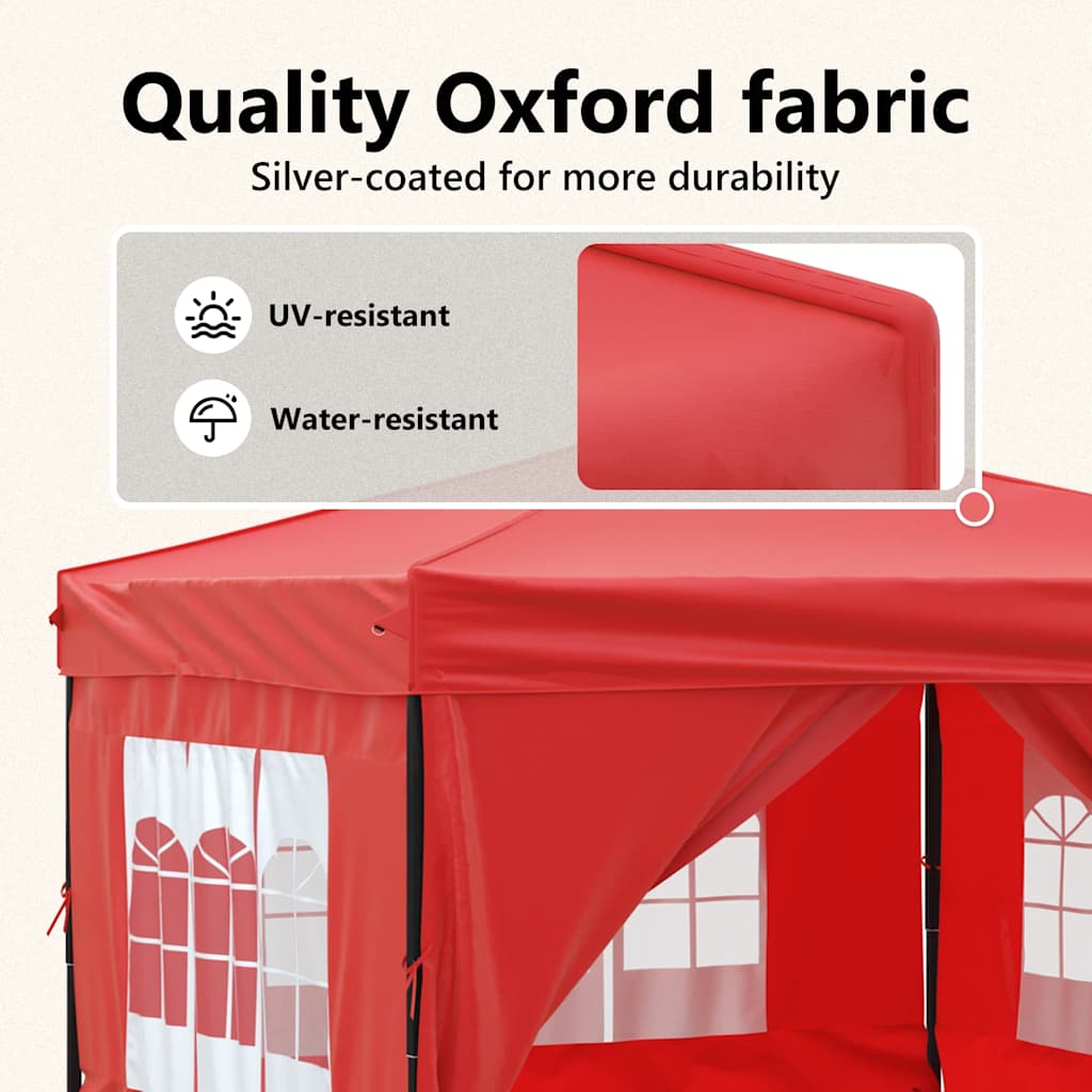 Partytent inklapbaar met zijwanden 3x3 m rood is nu te koop bij PeponiXL, paradijselijk wonen!