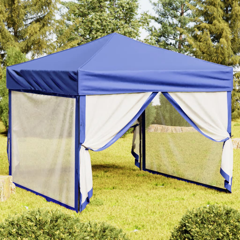 Partytent inklapbaar met zijwanden 3x3 m blauw is nu te koop bij PeponiXL, paradijselijk wonen!