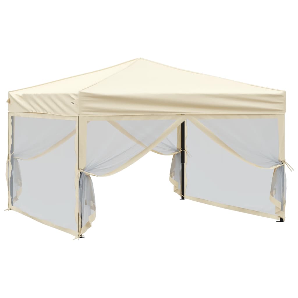 Partytent inklapbaar met zijwanden 3x3 m crèmekleurig is nu te koop bij PeponiXL, paradijselijk wonen!