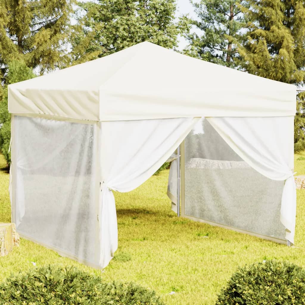 Partytent inklapbaar met zijwanden 3x3 m crèmekleurig is nu te koop bij PeponiXL, paradijselijk wonen!