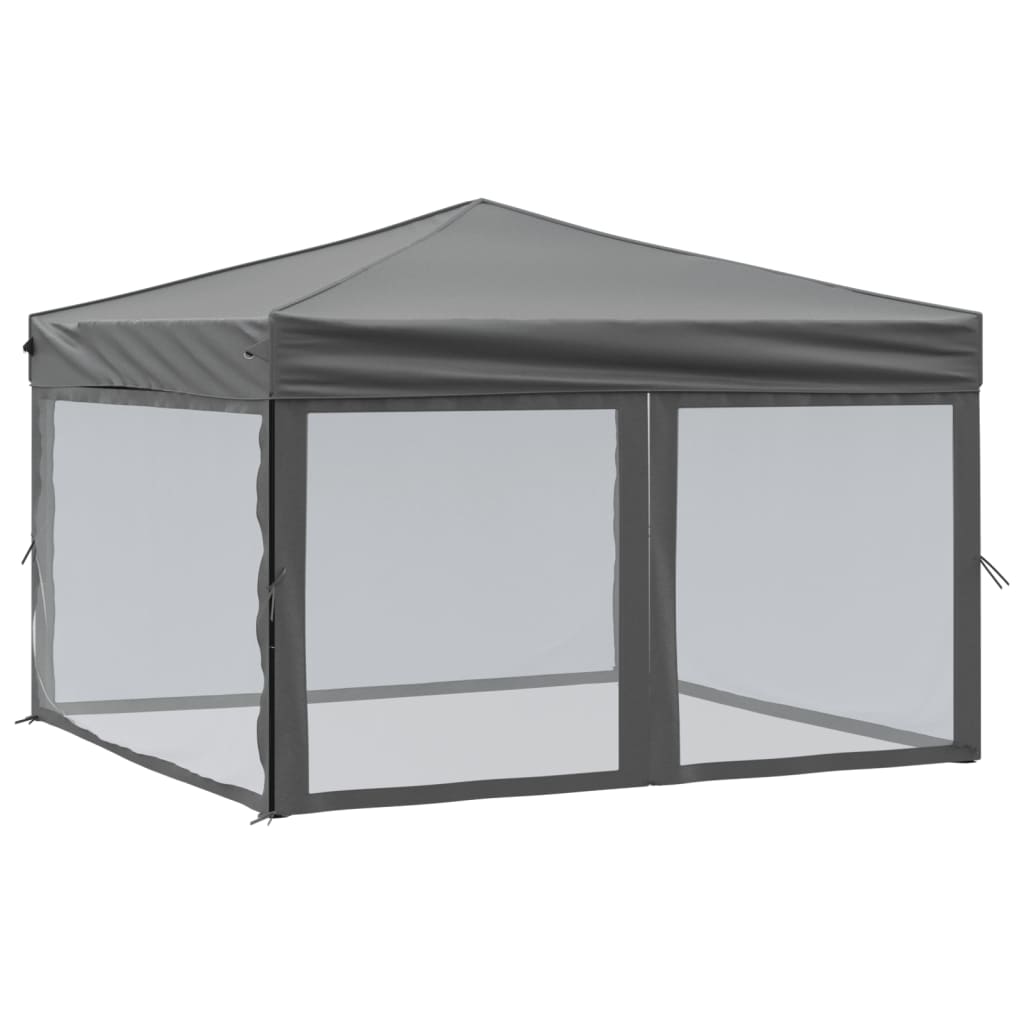 Partytent inklapbaar met zijwanden 3x3 m antracietkleurig is nu te koop bij PeponiXL, paradijselijk wonen!