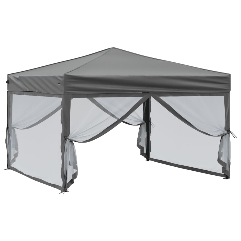 Partytent inklapbaar met zijwanden 3x3 m antracietkleurig is nu te koop bij PeponiXL, paradijselijk wonen!