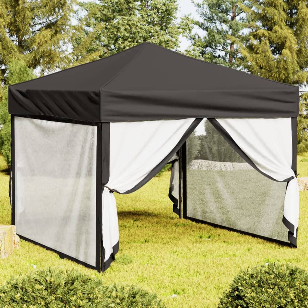 Partytent inklapbaar met zijwanden 3x3 m antracietkleurig is nu te koop bij PeponiXL, paradijselijk wonen!
