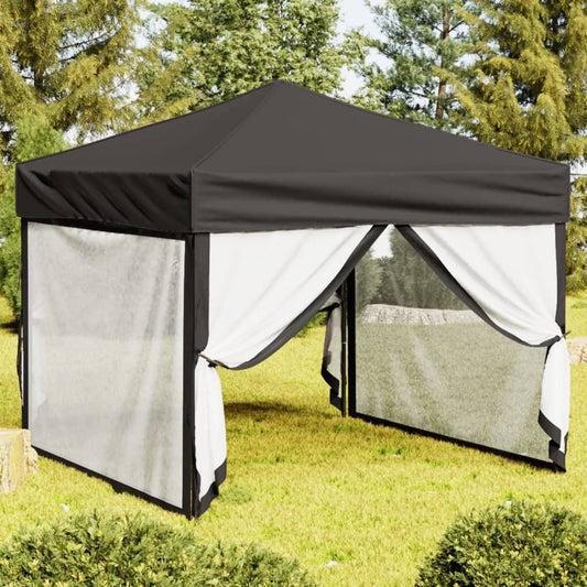 Partytent inklapbaar met zijwanden 3x3 m antracietkleurig is nu te koop bij PeponiXL, paradijselijk wonen!