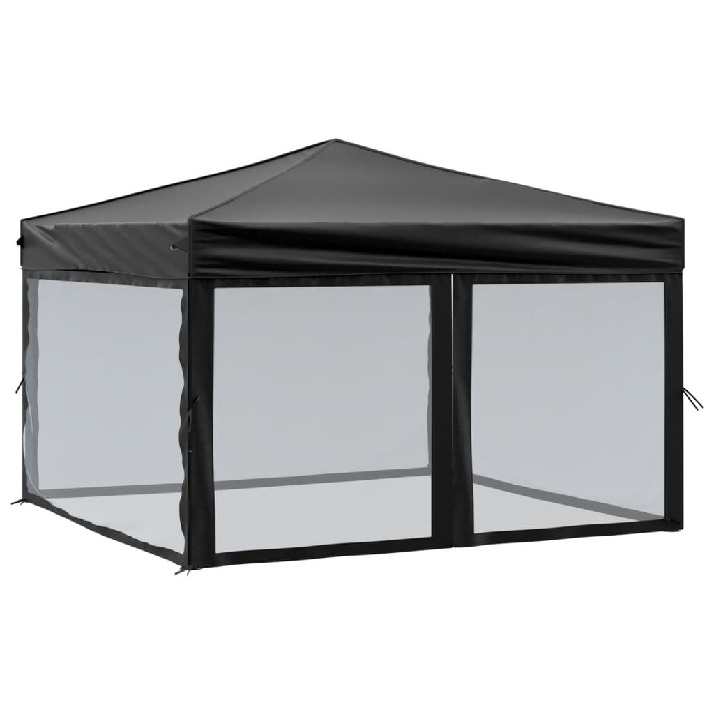 Partytent inklapbaar met zijwanden 3x3 m zwart is nu te koop bij PeponiXL, paradijselijk wonen!