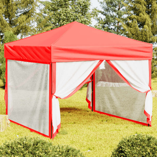 Partytent inklapbaar met zijwanden 3x3 m rood is nu te koop bij PeponiXL, paradijselijk wonen!
