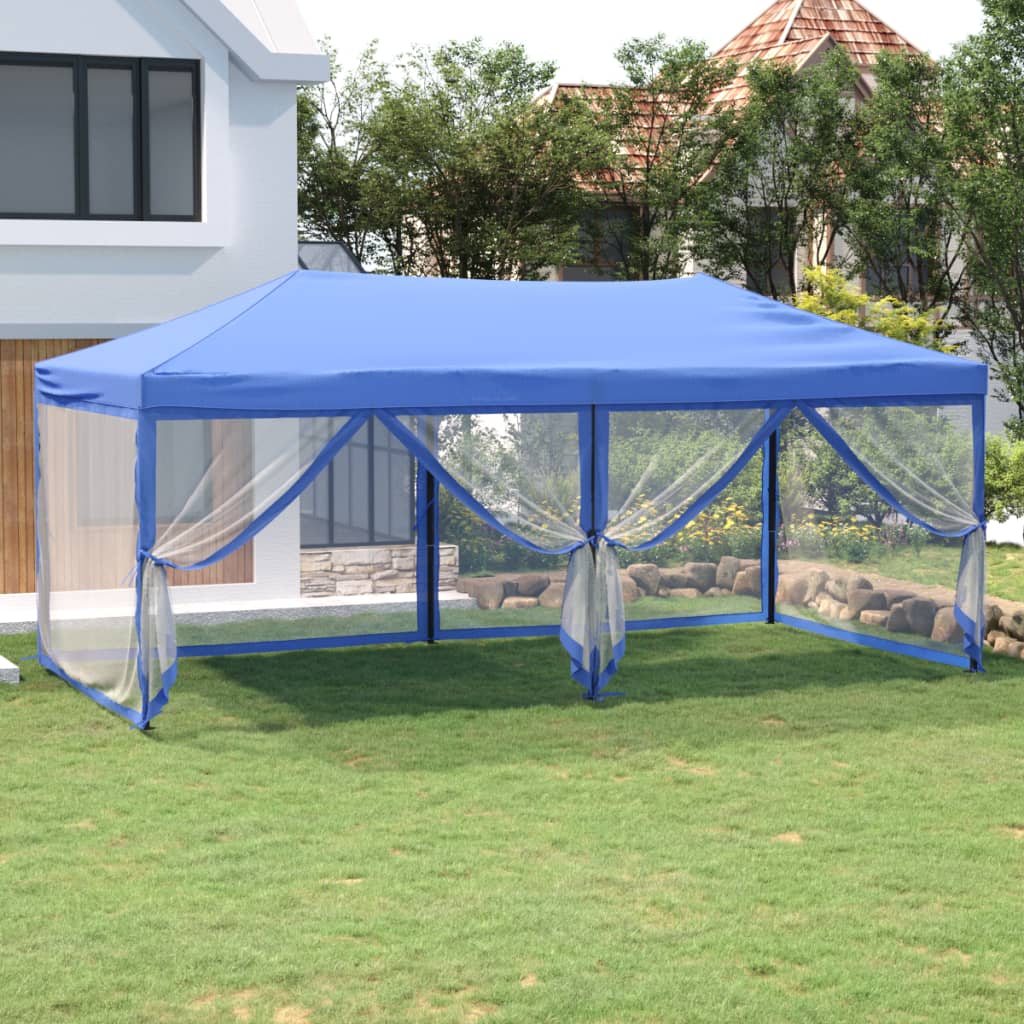Partytent inklapbaar met zijwanden 3x6 m blauw is nu te koop bij PeponiXL, paradijselijk wonen!
