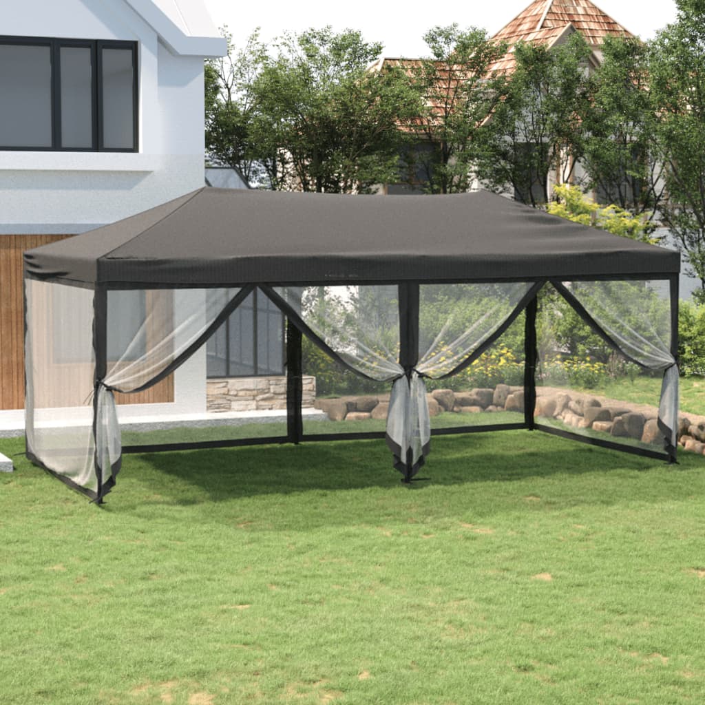 Partytent inklapbaar met zijwanden 3x6 m antracietkleurig is nu te koop bij PeponiXL, paradijselijk wonen!