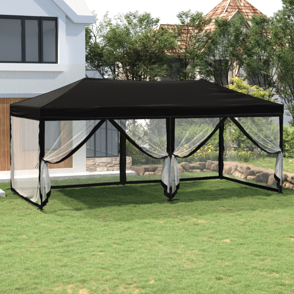 Partytent inklapbaar met zijwanden 3x6 m zwart is nu te koop bij PeponiXL, paradijselijk wonen!