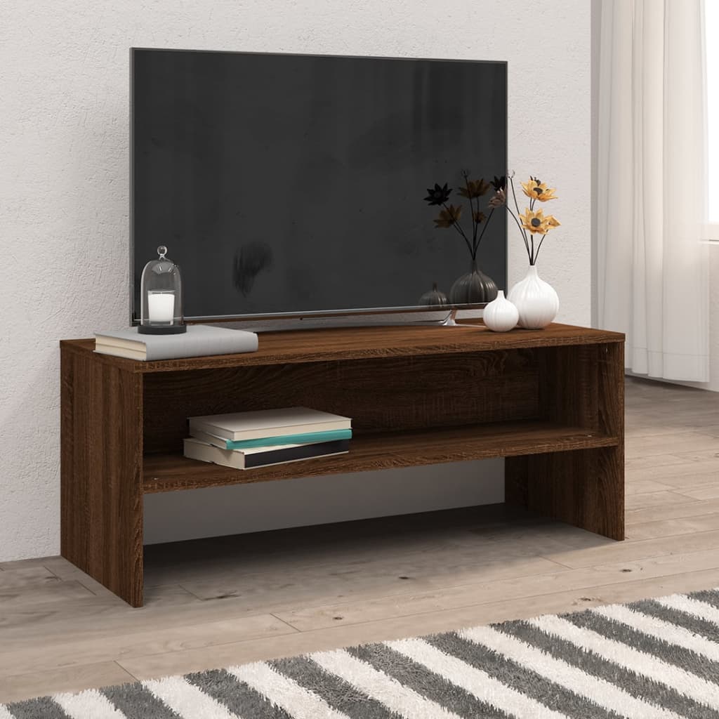 Tv-meubel 100x40x40 cm bewerkt hout bruin eikenkleur is nu te koop bij PeponiXL, paradijselijk wonen!