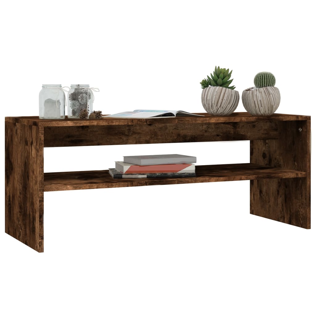 Salontafel 100x40x40 cm bewerkt hout gerookt eikenkleurig is nu te koop bij PeponiXL, paradijselijk wonen!