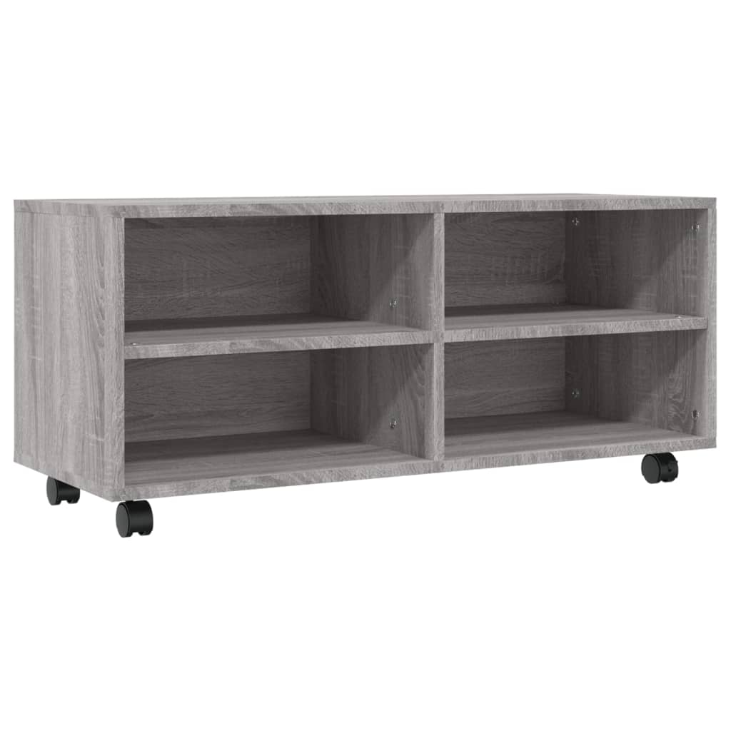 Tv-meubel met wieltjes 90x35x35 cm bewerkt hout grijs sonoma is nu te koop bij PeponiXL, paradijselijk wonen!