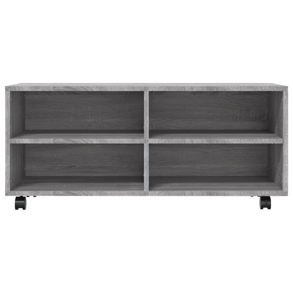 Tv-meubel met wieltjes 90x35x35 cm bewerkt hout grijs sonoma is nu te koop bij PeponiXL, paradijselijk wonen!