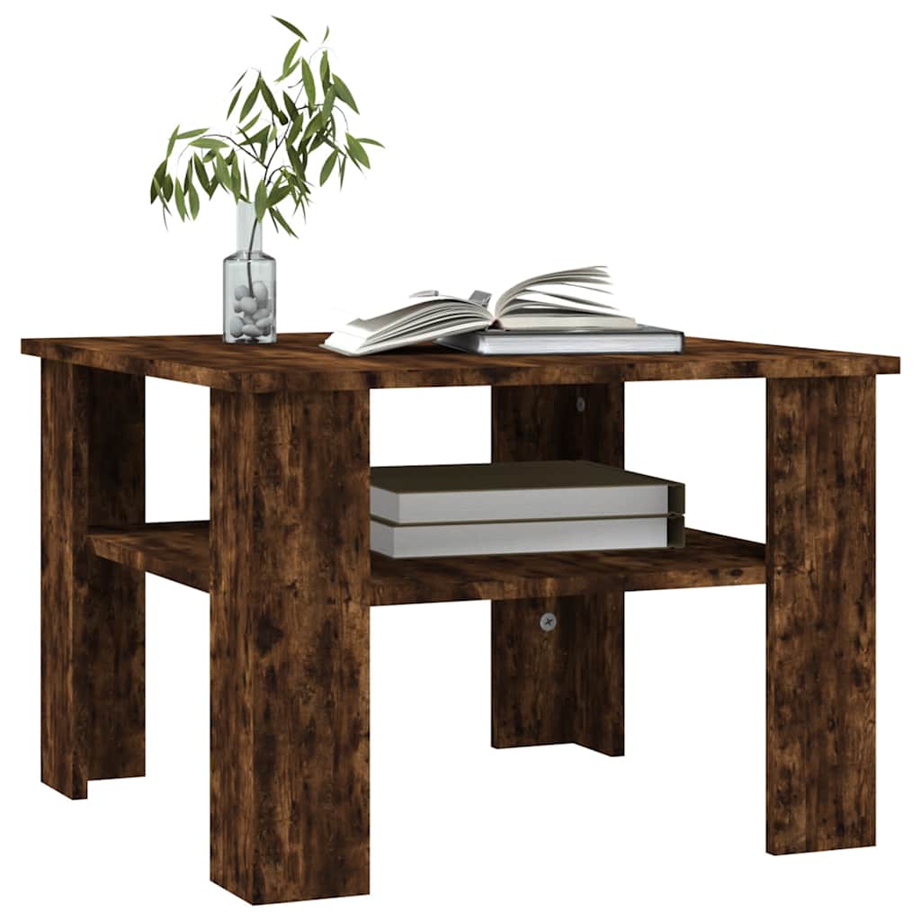 Salontafel 60x60x42 cm bewerkt hout gerookt eikenkleurig is nu te koop bij PeponiXL, paradijselijk wonen!