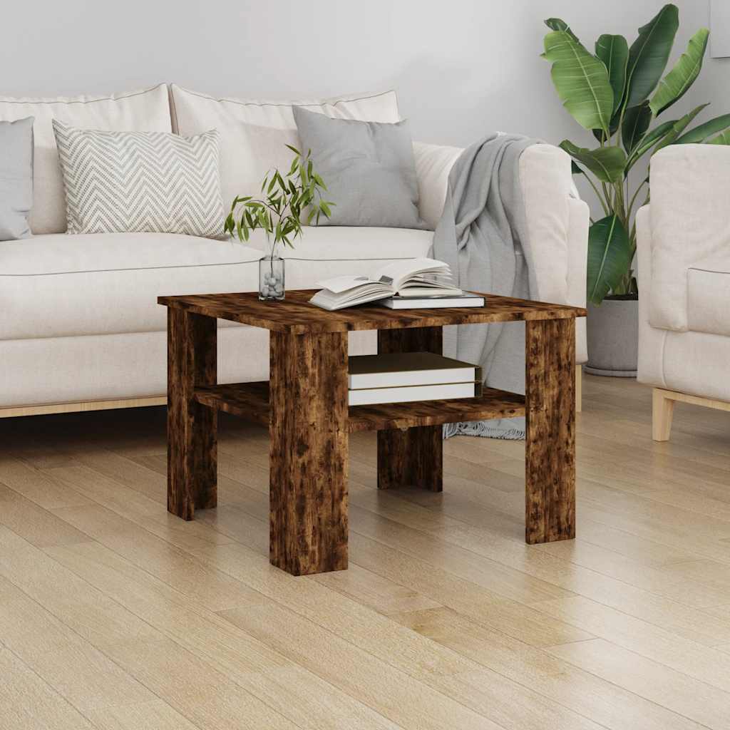 Salontafel 60x60x42 cm bewerkt hout gerookt eikenkleurig is nu te koop bij PeponiXL, paradijselijk wonen!