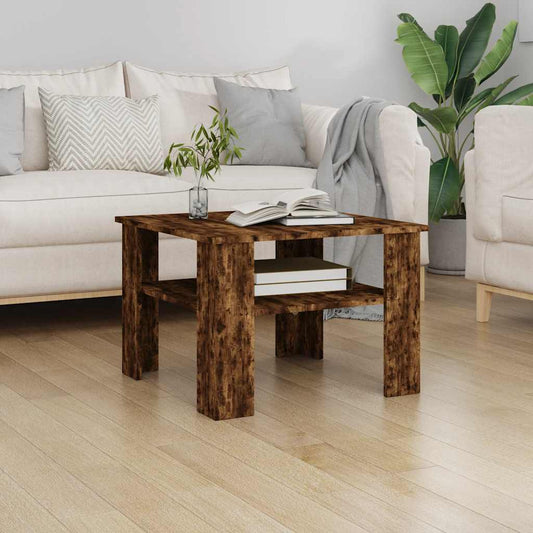 Salontafel 60x60x42 cm bewerkt hout gerookt eikenkleurig is nu te koop bij PeponiXL, paradijselijk wonen!