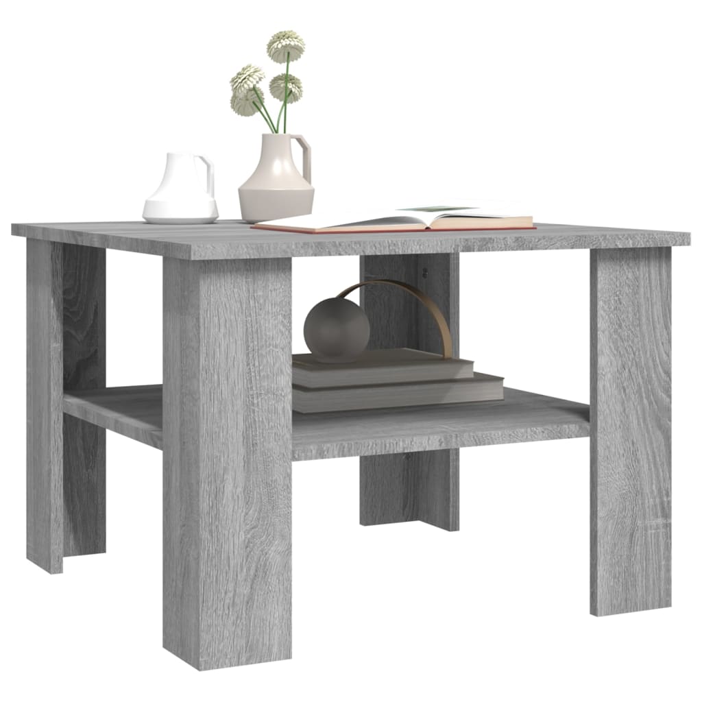 Salontafel 60x60x42 cm bewerkt hout grijs sonoma eiken is nu te koop bij PeponiXL, paradijselijk wonen!