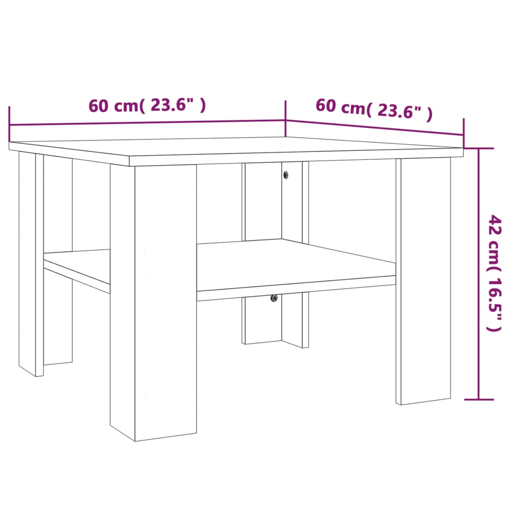 Salontafel 60x60x42 cm bewerkt hout grijs sonoma eiken is nu te koop bij PeponiXL, paradijselijk wonen!