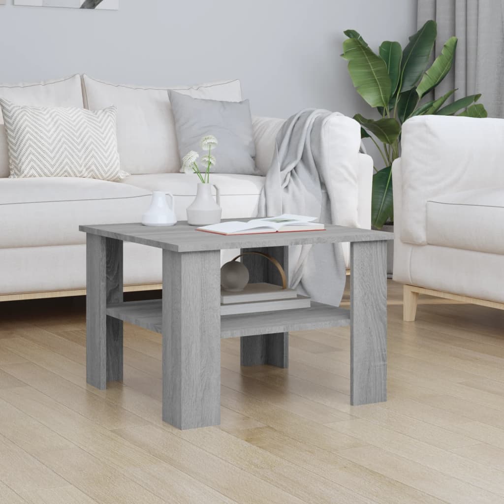 Salontafel 60x60x42 cm bewerkt hout grijs sonoma eiken is nu te koop bij PeponiXL, paradijselijk wonen!