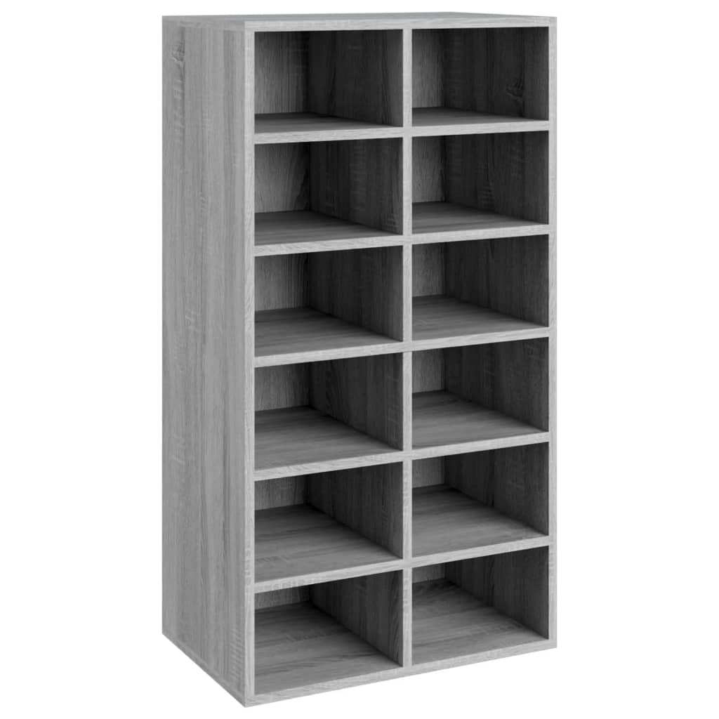 Schoenenrek 54x34x100,5 cm bewerkt hout grijs sonoma eikenkleur is nu te koop bij PeponiXL, paradijselijk wonen!