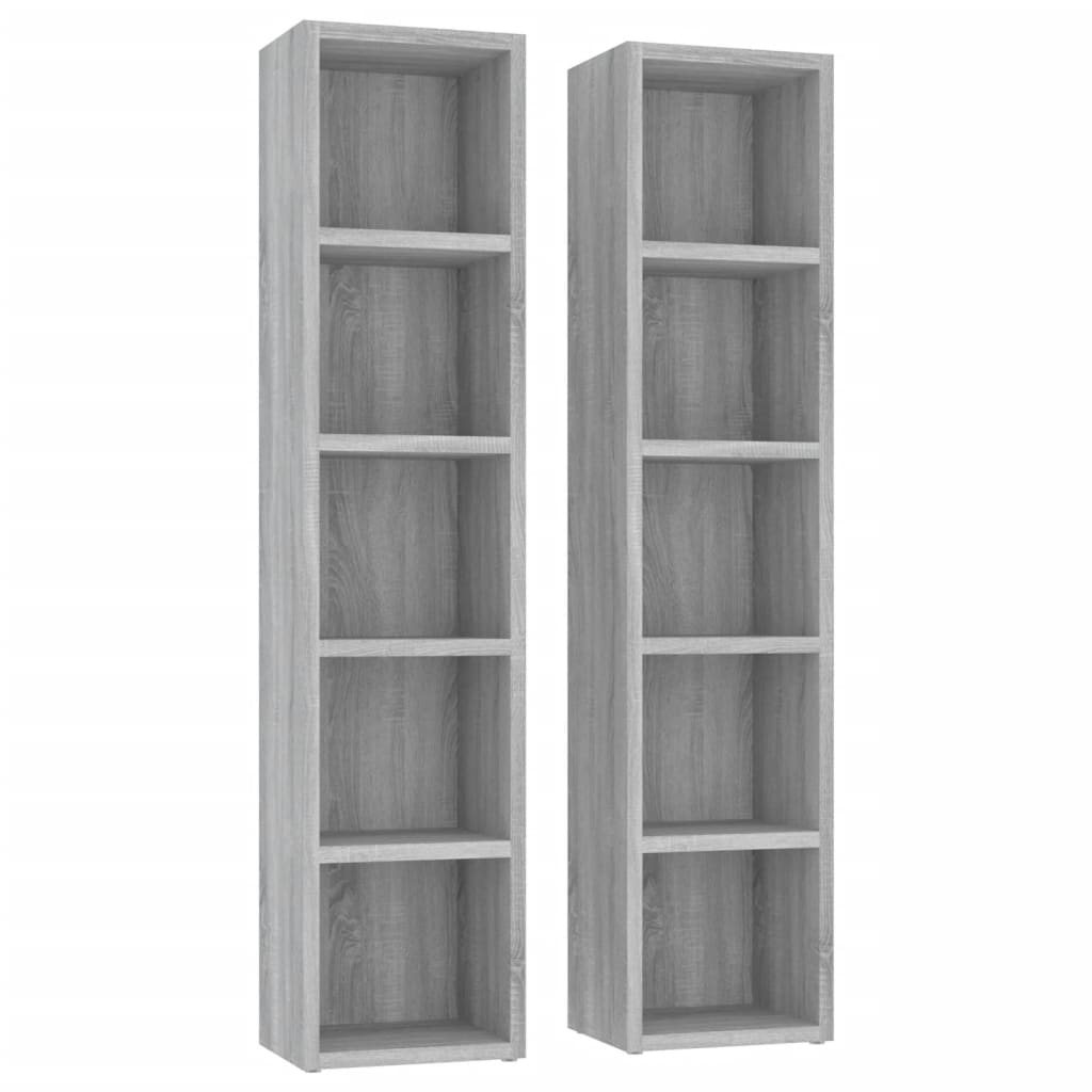 CD-kasten 2st 21x16x93,5cm bewerkt hout grijs sonoma eikenkleur is nu te koop bij PeponiXL, paradijselijk wonen!